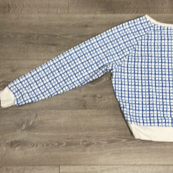 Champion Cropped Crewneck Sweatshirt Blue White Windowpane Checked S - Picture 14 of 15